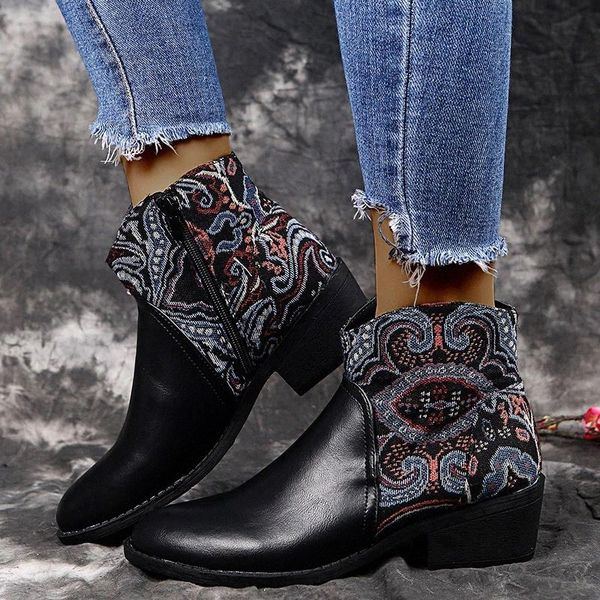women leather embroidery ankle boots woman zip low heel 2020 autumn ladies mix color pump female shoe women's footwear plus size #cg5j, Black
women leather embroidery ankle boots woman zip low heel 2020 autumn ladies mix color pump female shoe women's footwear plus size #cg5j, Black