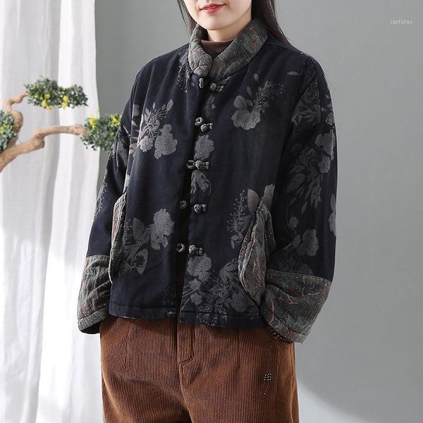 retro denim print plus cotton coat women loose outerwear stitching winter cotton linen button short jacket mujer chaqueta y10931, Black;brown
retro denim print plus cotton coat women loose outerwear stitching winter cotton linen button short jacket mujer chaqueta y10931, Black;brown