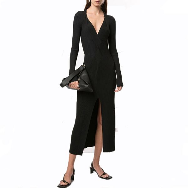 deat women slim black kintted dresses cross deep v-neck long sleeve vent hem stretch knitted dress famale124cm length j888 201110, Black;gray
deat women slim black kintted dresses cross deep v-neck long sleeve vent hem stretch knitted dress famale124cm length j888 201110, Black;gray