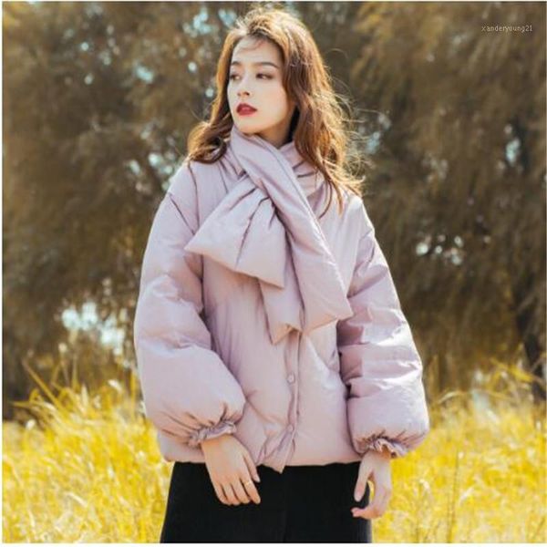 women's down & parkas 2021 winter women's casual coat art very short jacket female white duck bubble sleeve loose scarf1, Black 
women's down & parkas 2021 winter women's casual coat art very short jacket female white duck bubble sleeve loose scarf1, Black