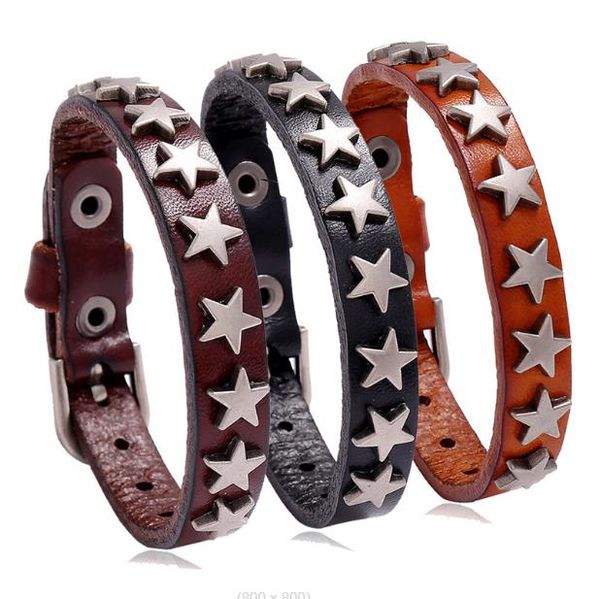 punk jewelry vintage woven cowhide bracelet chain cross-border new personalized men's pentagram rivet leather armband, Black
punk jewelry vintage woven cowhide bracelet chain cross-border new personalized men's pentagram rivet leather armband, Black