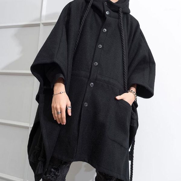 spring men's new fashion personalized custom large size hooded single-breasted awning cape woolen coat/s--6xl1, Black
spring men's new fashion personalized custom large size hooded single-breasted awning cape woolen coat/s--6xl1, Black