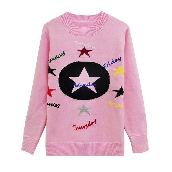 1120 2020 autumn brand same style regular long sleeve crew neck pink gray kint sweater women clothes sh, White;black
1120 2020 autumn brand same style regular long sleeve crew neck pink gray kint sweater women clothes sh, White;black