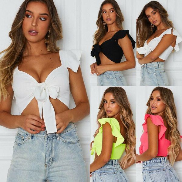 summer women tank fashion ladies girls ruffle short sleeve tie a knot bra sleeveless crop shirt, White
summer women tank fashion ladies girls ruffle short sleeve tie a knot bra sleeveless crop shirt, White