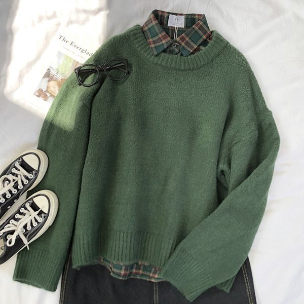 winter coat women knitted british style o-neck green warm cashmere kawaii plaid pullover sweater fashion new sweaters, White;black
winter coat women knitted british style o-neck green warm cashmere kawaii plaid pullover sweater fashion new sweaters, White;black