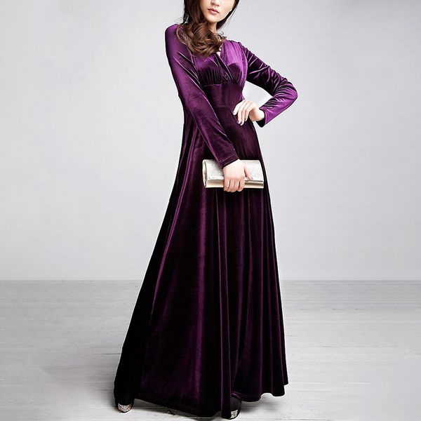 ladies elegant velvet maxi dress autumn spring long-sleeved v-neck high waist wedding evening party dresses plus size 3xl kg-117, Black;gray
ladies elegant velvet maxi dress autumn spring long-sleeved v-neck high waist wedding evening party dresses plus size 3xl kg-117, Black;gray