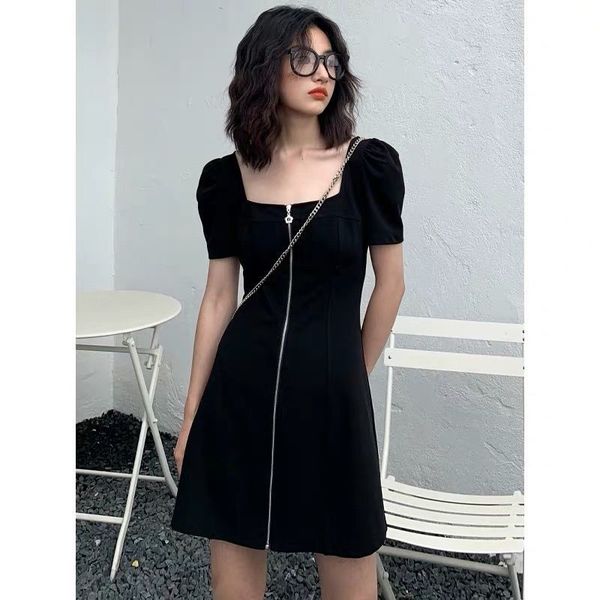 summer zipper high waist slim short sleeve a-line simple solid color black women temperament fashion holiday coctail dress 9945 party
summer zipper high waist slim short sleeve a-line simple solid color black women temperament fashion holiday coctail dress 9945 party