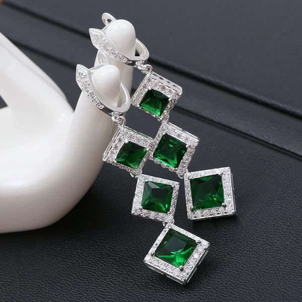 Geometric Green Zircon Stone Earrings for Women Long Dangle Earring Fashion Drop Earrings Jewelry Z3E154, Silver
Geometric Green Zircon Stone Earrings for Women Long Dangle Earring Fashion Drop Earrings Jewelry Z3E154, Silver