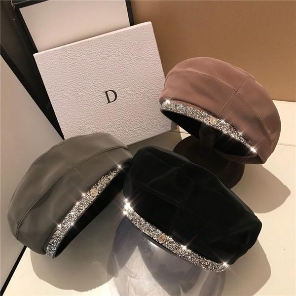 women leisure painter hat autumn shiny ribbon frosted fabric formal lady beret hat, Blue;gray
women leisure painter hat autumn shiny ribbon frosted fabric formal lady beret hat, Blue;gray