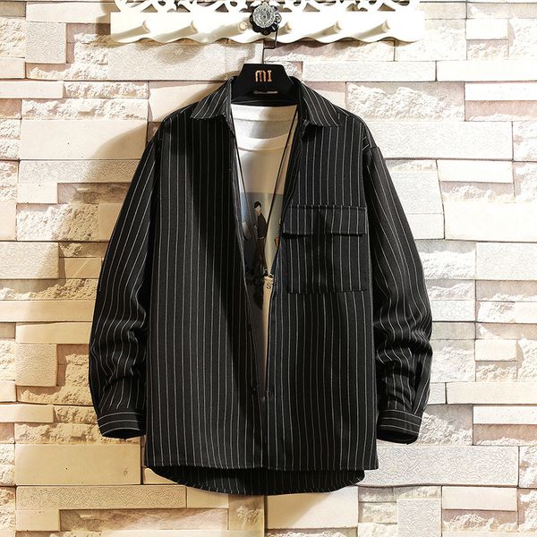2021 new korea style long sleeves casual striped white black men's shirt for autumn spring clothes hip hop punk streetwear bxpe
2021 new korea style long sleeves casual striped white black men's shirt for autumn spring clothes hip hop punk streetwear bxpe