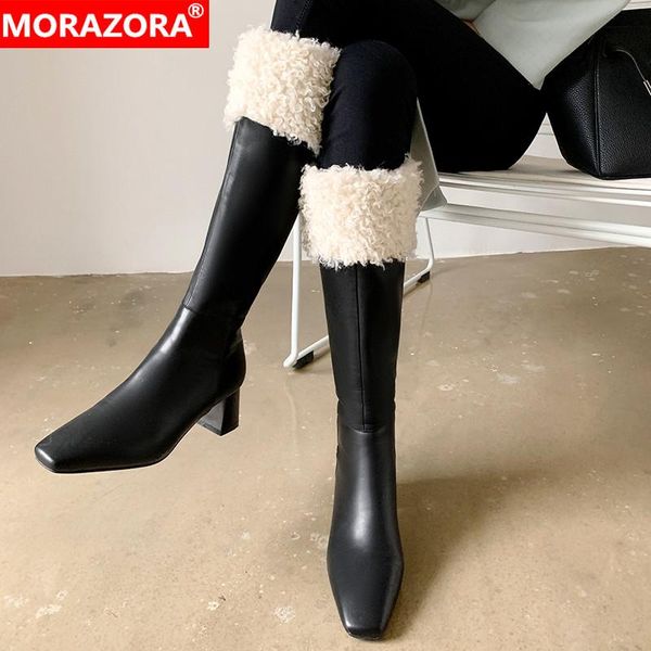 boots morazora 2021 arrival winter genuine leather thick heels square toe keep warm knee high women, Black
boots morazora 2021 arrival winter genuine leather thick heels square toe keep warm knee high women, Black