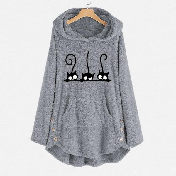 2021 new oversized pullover women's wool teddy hoodie cat print thermal hooded powdery warm female sweatshirt snrs, Black
2021 new oversized pullover women's wool teddy hoodie cat print thermal hooded powdery warm female sweatshirt snrs, Black