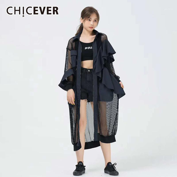 chicever patchwork mesh coat for women lapel collar long sleeve hollow out ruffles high street coats female 2020 fashion clothes1, Tan;black
chicever patchwork mesh coat for women lapel collar long sleeve hollow out ruffles high street coats female 2020 fashion clothes1, Tan;black