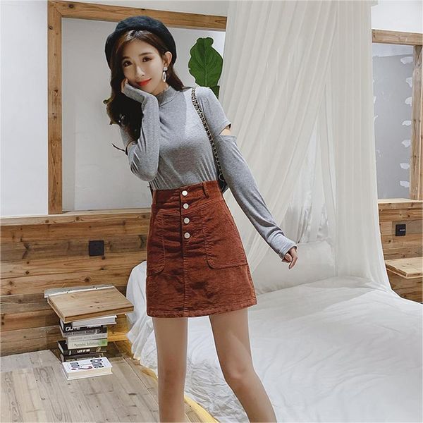 lucyever fashion elegant black skirt women ladies high waist skirts single breasted solid slim a-line corduroy mini skirt mujer1
lucyever fashion elegant black skirt women ladies high waist skirts single breasted solid slim a-line corduroy mini skirt mujer1