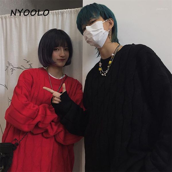 nyoolo casual street christmas red loose knitted sweaters autumn winter long sleeve o-neck pullover sweater women men outerwear1, White;black
nyoolo casual street christmas red loose knitted sweaters autumn winter long sleeve o-neck pullover sweater women men outerwear1, White;black