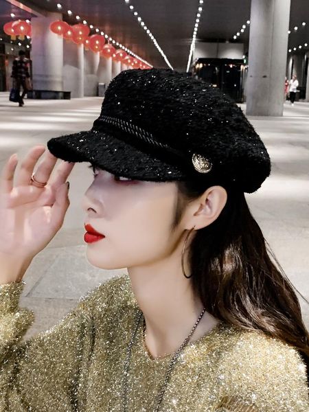 beret women's korean fashion autumn winter hat female octagonal hat british retro fashion net red versatile cap, Blue;gray
beret women's korean fashion autumn winter hat female octagonal hat british retro fashion net red versatile cap, Blue;gray