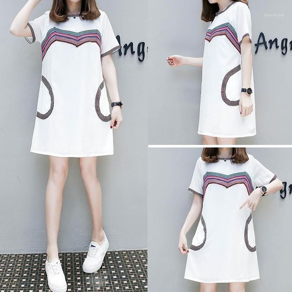 1102# maternity clothes summer a line short sleeve easy matching loose stylish dress for pregnant women mom dress1, White
1102# maternity clothes summer a line short sleeve easy matching loose stylish dress for pregnant women mom dress1, White