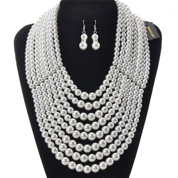 earrings & necklace jerollin multi-layer statement white pearl dangle for women fashion jewelry set wedding party accessories1, Silver
earrings & necklace jerollin multi-layer statement white pearl dangle for women fashion jewelry set wedding party accessories1, Silver