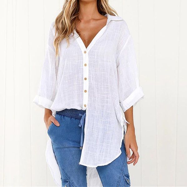 women's blouses & shirts womens large size loose solid button cotton long shirt ladies casual blouse female roupa feminina #t2g, White
women's blouses & shirts womens large size loose solid button cotton long shirt ladies casual blouse female roupa feminina #t2g, White