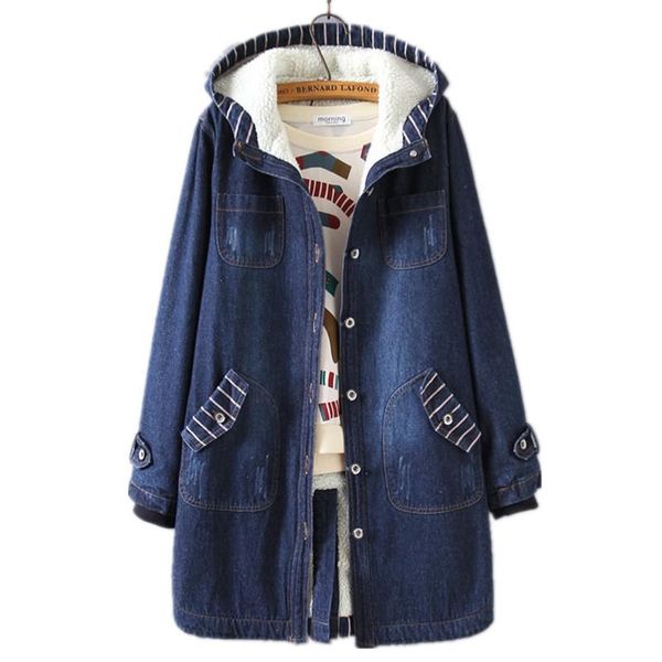 women's trench coats denim coat for women warm winter of large size hooded korean fashion clothing add wool b3895, Tan;black
women's trench coats denim coat for women warm winter of large size hooded korean fashion clothing add wool b3895, Tan;black