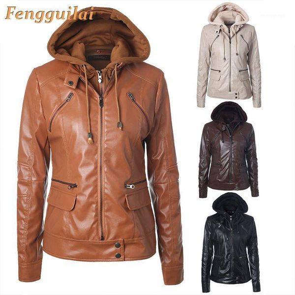 women's leather & faux jacket women 2021 short coat gothic motorbike pu coats outerwear hooded zipper ladies coat1, Black
women's leather & faux jacket women 2021 short coat gothic motorbike pu coats outerwear hooded zipper ladies coat1, Black