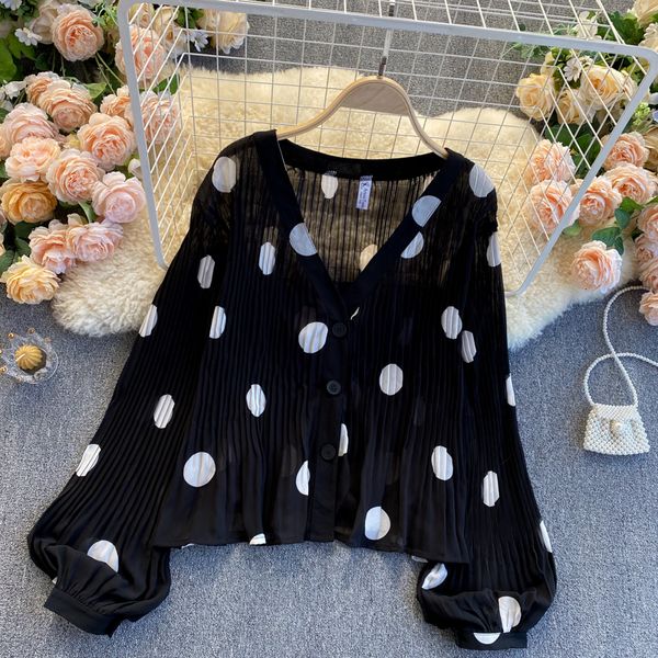 2021 new singiny plissado dot women's blouses neck puff single breasted cardigan chic autumn streetwear blouse mgaq, White
2021 new singiny plissado dot women's blouses neck puff single breasted cardigan chic autumn streetwear blouse mgaq, White