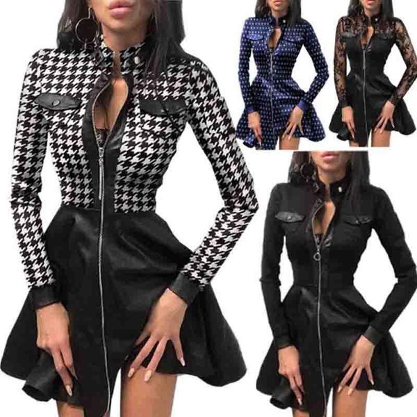 women vintage print zippers slim short dress autumn long sleeve lace patchwork party dress office lady high collar vestido, Black;gray
women vintage print zippers slim short dress autumn long sleeve lace patchwork party dress office lady high collar vestido, Black;gray