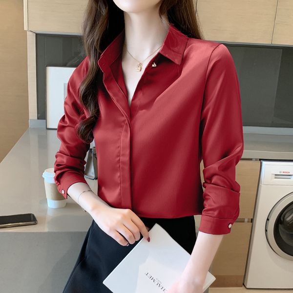 2020 autumn new long-sleeve silk women's shirt office lady turn down collar solid blouse women elegant ladies blusas 10618 q1217, White
2020 autumn new long-sleeve silk women's shirt office lady turn down collar solid blouse women elegant ladies blusas 10618 q1217, White