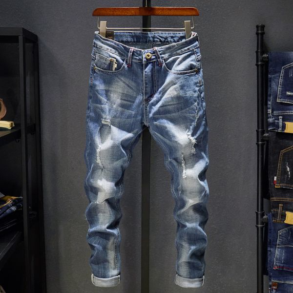 fashion spring and autumn jeans men homme mens famous brand new high-quality slim straight males mid full length pants, Blue
fashion spring and autumn jeans men homme mens famous brand new high-quality slim straight males mid full length pants, Blue