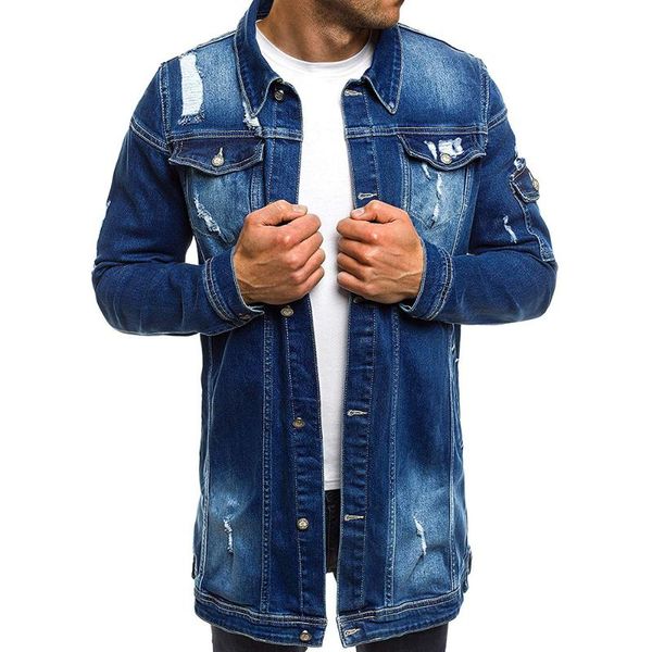 men's jackets european casual market long denim jacket perforated beggar's, Black;brown
men's jackets european casual market long denim jacket perforated beggar's, Black;brown