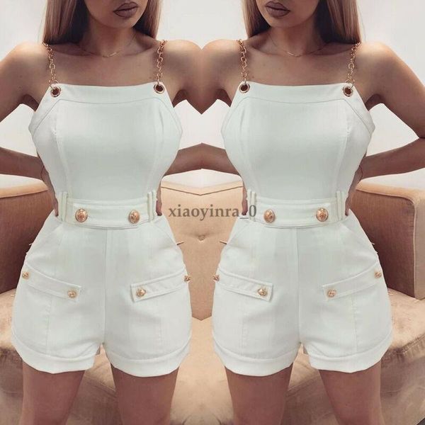 2021 fashion women's sleeveless chain belt stylish jumpsuit shorts trouser ladies holiday casual playsuits streetwear, Black;white
2021 fashion women's sleeveless chain belt stylish jumpsuit shorts trouser ladies holiday casual playsuits streetwear, Black;white