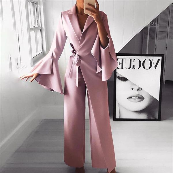 flare sleeve wide leg pants long jumpsuit women 2019 elegant workwear formal party romper belted knot side jumpsuit, Black;white
flare sleeve wide leg pants long jumpsuit women 2019 elegant workwear formal party romper belted knot side jumpsuit, Black;white