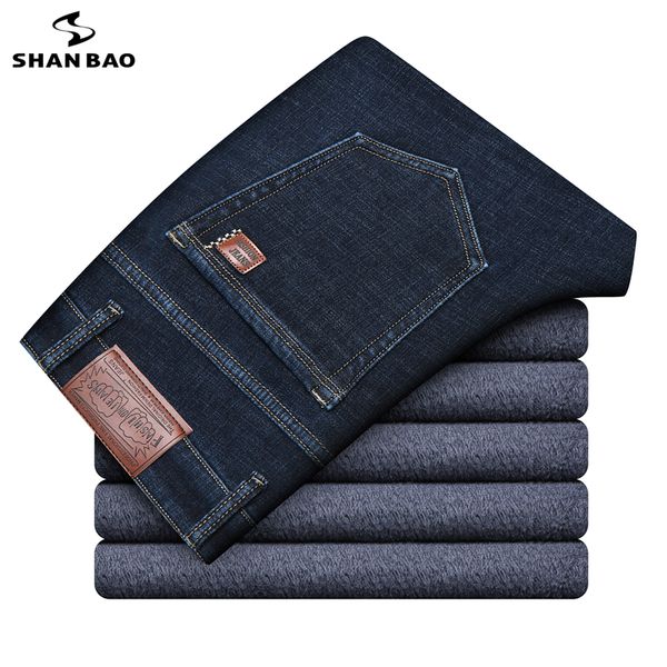 shan bao classic leather pocket men's winter warm fleece thick jeans business casual brand clothing youth slim straight jeans q0105, Black;white
shan bao classic leather pocket men's winter warm fleece thick jeans business casual brand clothing youth slim straight jeans q0105, Black;white