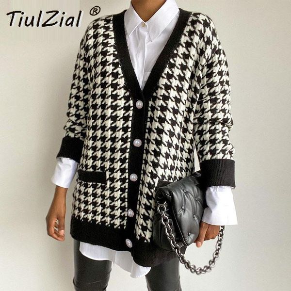 women's knits & tees tiulzial v neck long sleeve houndstooth cardigan sweater casual button loose knitting swater women oversized jumpe, White
women's knits & tees tiulzial v neck long sleeve houndstooth cardigan sweater casual button loose knitting swater women oversized jumpe, White