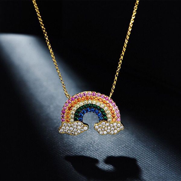brand gold color chain lovely rainbow pendant necklace luxury high fashion jewelry for women bijoux, Silver
brand gold color chain lovely rainbow pendant necklace luxury high fashion jewelry for women bijoux, Silver