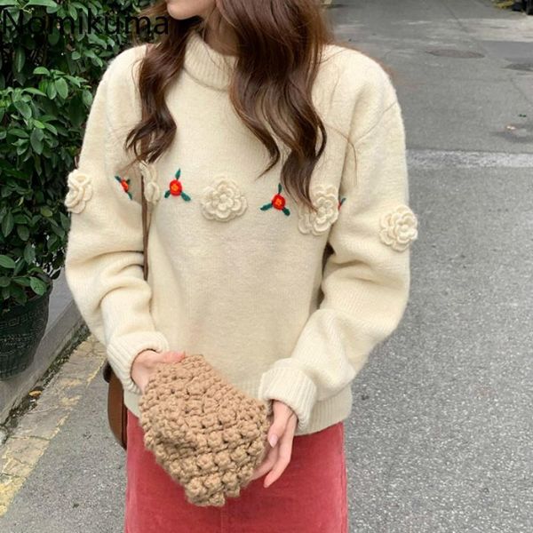 women's sweaters nomikuma pull femme korean 3d flowers knitted pullovers 2021 autumn winter long sleeve turtleneck women sweater 6d363, White;black
women's sweaters nomikuma pull femme korean 3d flowers knitted pullovers 2021 autumn winter long sleeve turtleneck women sweater 6d363, White;black