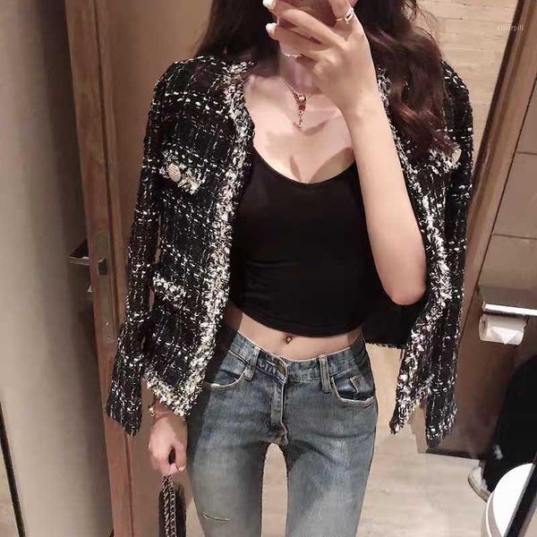 small fragrance vintage tweed short coat female new korean loose cardigan casual temperament jacket autumn patch1, Black
small fragrance vintage tweed short coat female new korean loose cardigan casual temperament jacket autumn patch1, Black