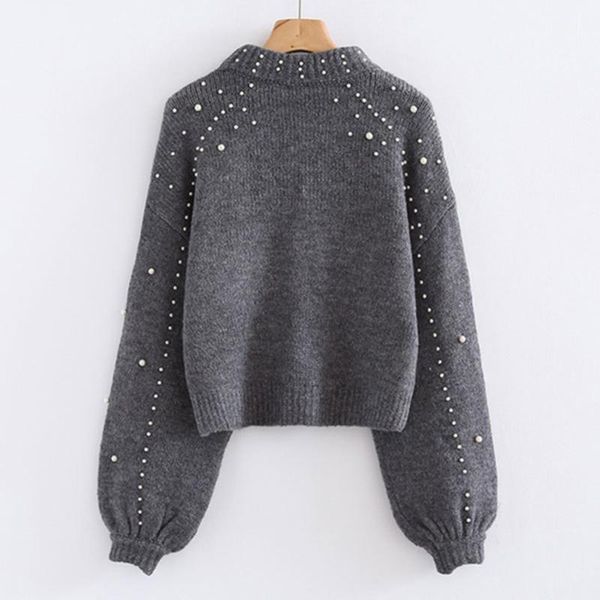 women's pullover 2020 autumn winter new o-neck knit sweater women's loose pearl decorative long lantern sleeve sweater1, White;black
women's pullover 2020 autumn winter new o-neck knit sweater women's loose pearl decorative long lantern sleeve sweater1, White;black