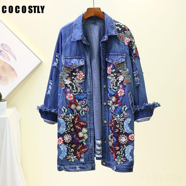 denim jacket women flower embroidered single buttons long coat women jeans jackets casual slim denim coat holes windbreaker1, Black;brown
denim jacket women flower embroidered single buttons long coat women jeans jackets casual slim denim coat holes windbreaker1, Black;brown