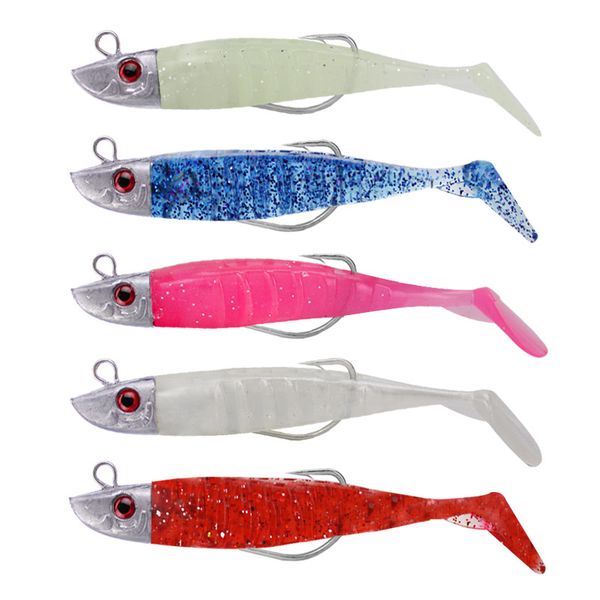 soft bait simulation fish type, lead plus pvc material, with crank hook, hollow t-tail, anti-corrosion and wear-resistant 
soft bait simulation fish type, lead plus pvc material, with crank hook, hollow t-tail, anti-corrosion and wear-resistant