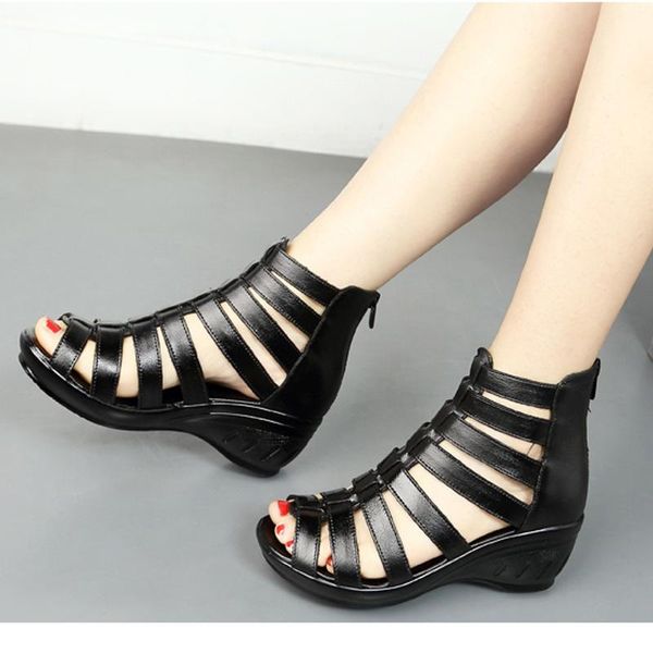 size 35-40 womens sandals summer female wedding solid color platform gladiator wedges heel ladies shoes genuine leather c56, Black
size 35-40 womens sandals summer female wedding solid color platform gladiator wedges heel ladies shoes genuine leather c56, Black