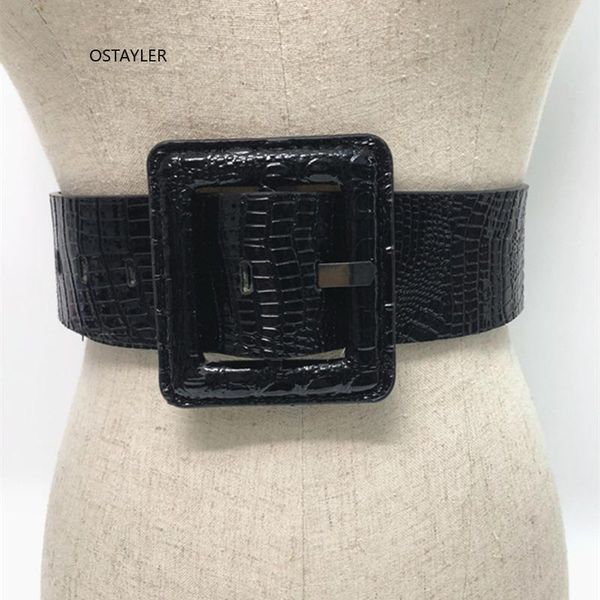 2020 crocodile grain leather belts for women black pu buckle wide belt stretchy corset black cincher waistbands dress dress, Black;brown
2020 crocodile grain leather belts for women black pu buckle wide belt stretchy corset black cincher waistbands dress dress, Black;brown