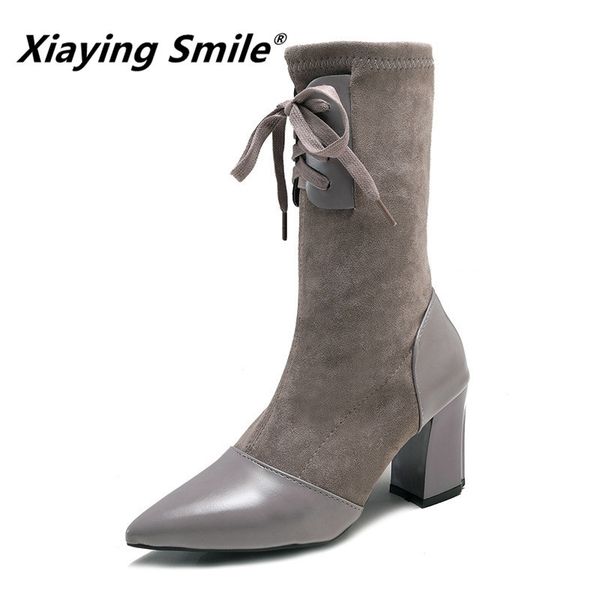 xiaying smile winter mid-calf boots new style pointed toe solid laies fahsion casual lace-up flock women shoes t200425, Black
xiaying smile winter mid-calf boots new style pointed toe solid laies fahsion casual lace-up flock women shoes t200425, Black