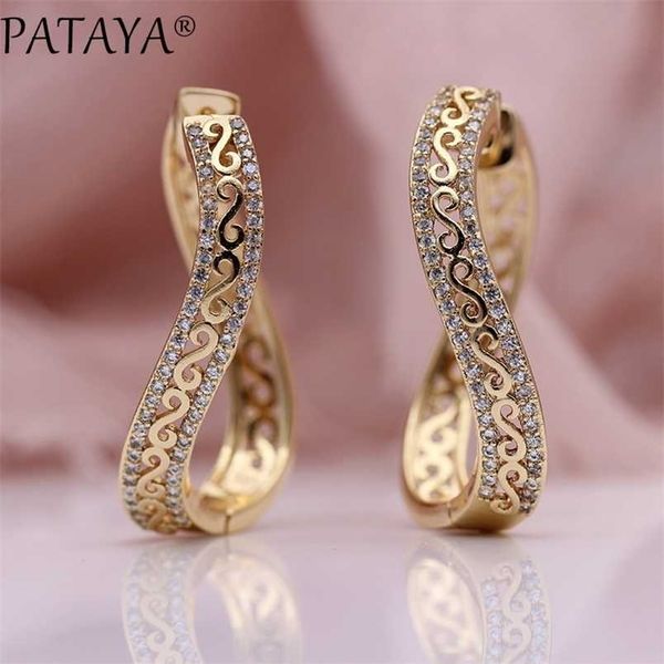 pataya unique wave big circle drop earrings women fashion jewelry 585 rose gold micro wax inlay natural zircon long earrings 220210, Silver
pataya unique wave big circle drop earrings women fashion jewelry 585 rose gold micro wax inlay natural zircon long earrings 220210, Silver