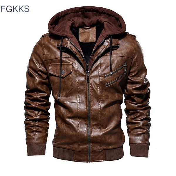 fgkks men motorcycle leather jackets winter male fashion casual hooded faux jacket mens warm pu leather jackets coats 201223, Black
fgkks men motorcycle leather jackets winter male fashion casual hooded faux jacket mens warm pu leather jackets coats 201223, Black