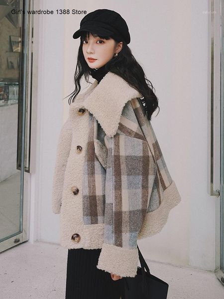woolen coat women's short short little new student plaid lambs for winter 20201, Black
woolen coat women's short short little new student plaid lambs for winter 20201, Black
