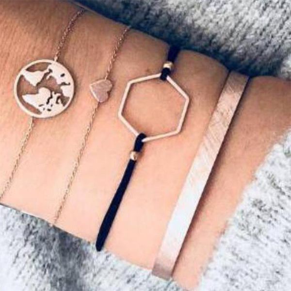 4 pcs/set vintage heart bracelets set for women gold alloy link chain boho jewelry gifts, Black
4 pcs/set vintage heart bracelets set for women gold alloy link chain boho jewelry gifts, Black