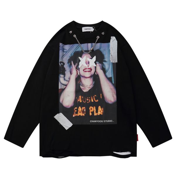 necklaced figure print long sleeve t-shirt men's ins street trend pullover bf harajuku relaxed t-shirt, White
necklaced figure print long sleeve t-shirt men's ins street trend pullover bf harajuku relaxed t-shirt, White