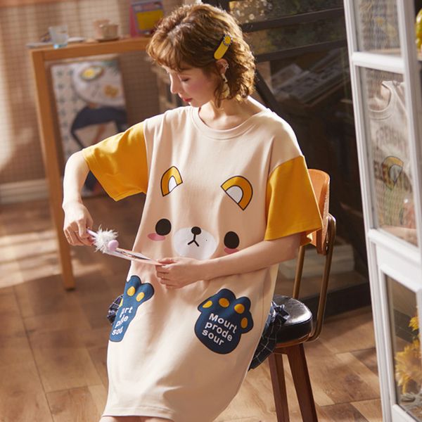2021 new summer night plus size cartoon sweater print nice sleeve short cotton nightgown women's pajamas xdeg, White
2021 new summer night plus size cartoon sweater print nice sleeve short cotton nightgown women's pajamas xdeg, White