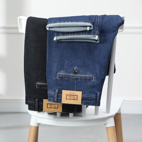 men's jeans classic thin business summer fashion casual stretch straight denim trousers male black blue brand pants,8103
men's jeans classic thin business summer fashion casual stretch straight denim trousers male black blue brand pants,8103